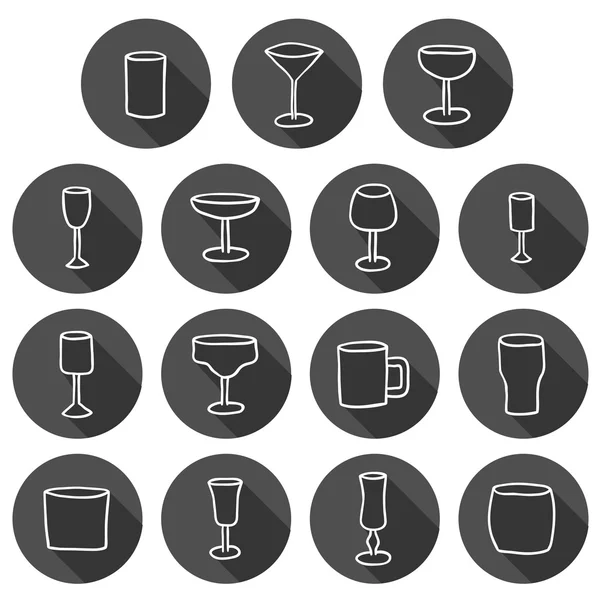 Set de vasos de alcohol dibujados a mano — Vector de stock