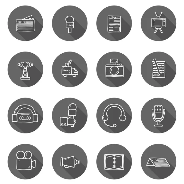 Set of hand drawn journalism icons — Stock Vector
