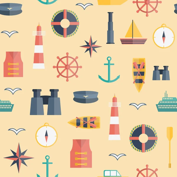 Seamless background on boating theme — Stock Vector