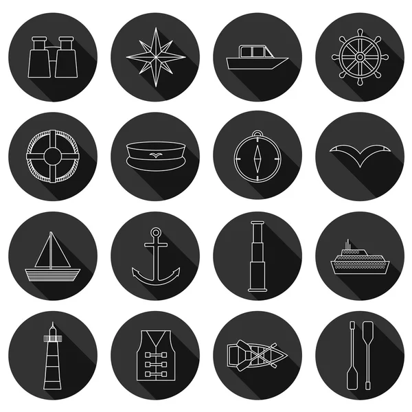 Conjunto de ícones de barco plano —  Vetores de Stock