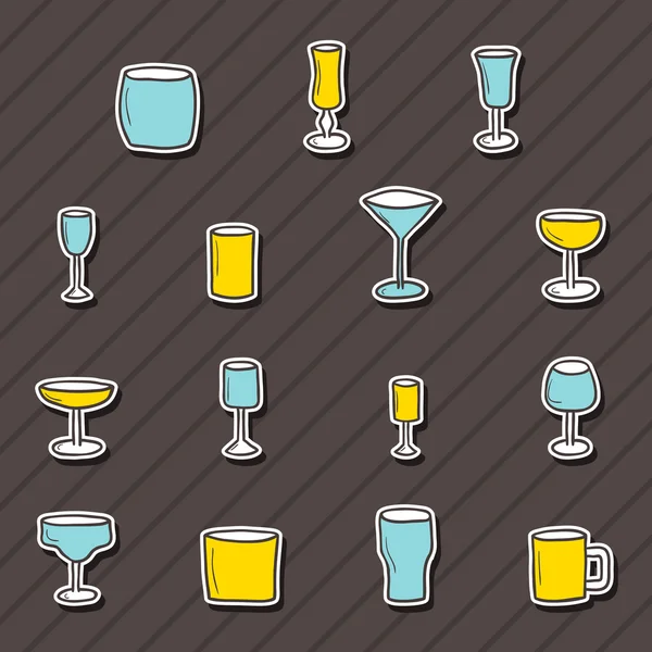 Set of  hand drawn alcohol stickers — Stock Vector