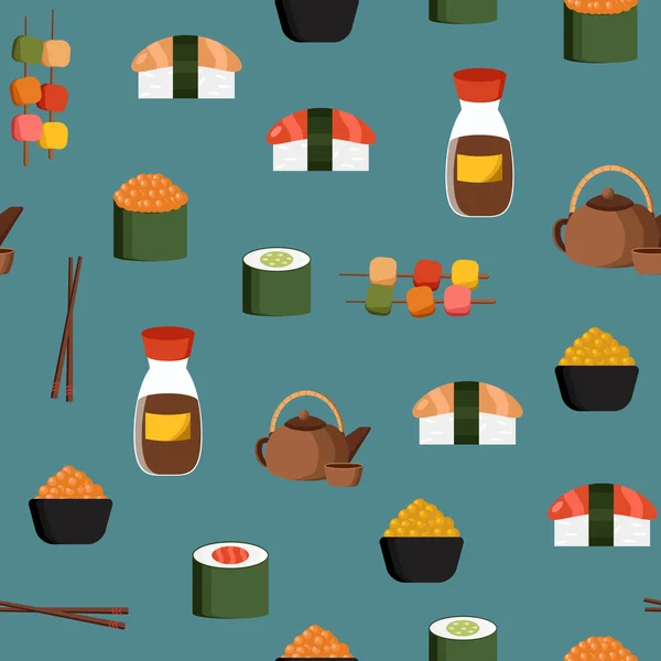 Fondo sin fisuras en el tema de la cocina japonesa — Vector de stock