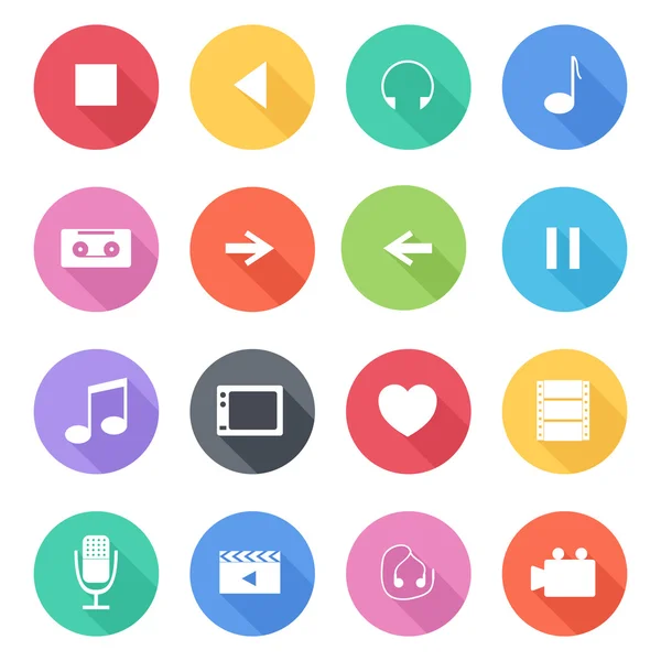 Set of flat multimedia icons — Stock Vector