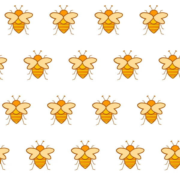 Bezešvé ručně tažené pozadí s včely — Stockový vektor
