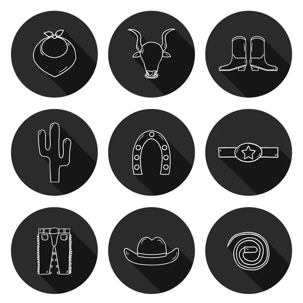 Set ikon rodeo gambar tangan - Stok Vektor