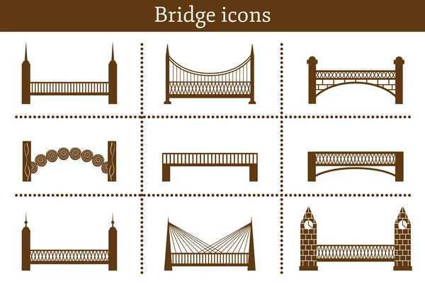 Reihe einfacher moderner Brückensymbole — Stockvektor