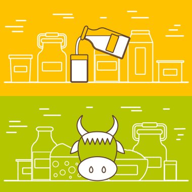 Milk products vector concept with flat objects