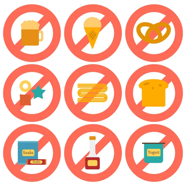 Set of flat icons with allergic gluten products — Wektor stockowy