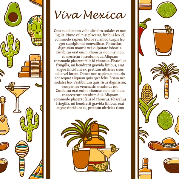 Vector resa koncept med hand dras objekt och kubanska sömlös bakgrund på Kuba eller Latinamerika tema: Rom, coctail, sockerrör, kaffe, gitarr, cigarr — Stock vektor