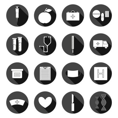 Set of flat medical icons. Health care concept