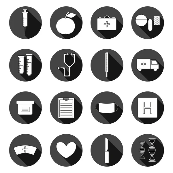 Set of flat medical icons. Health care concept — Stock vektor