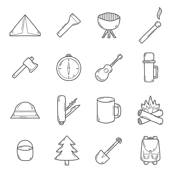 Conjunto de iconos de camping — Vector de stock