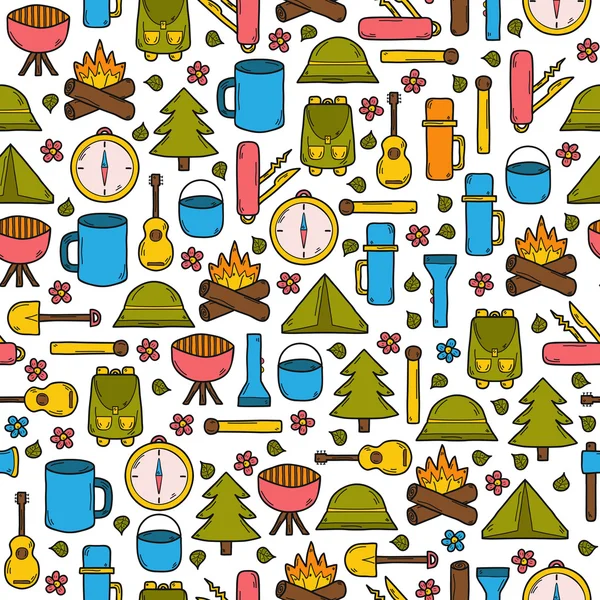 Seamless camping background — Stock Vector