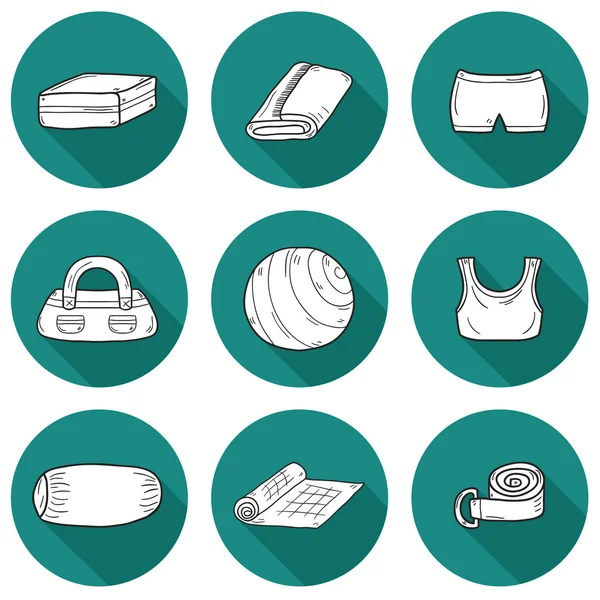 Set of yoga equipment icons — Stock Vector