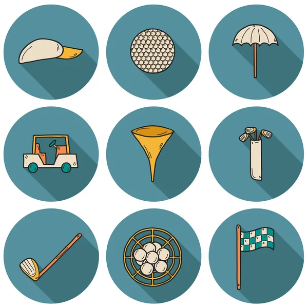 Iconos de golf — Vector de stock