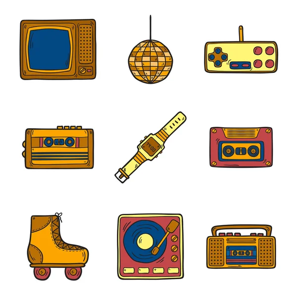 Icons on retro 80s theme — Stock Vector
