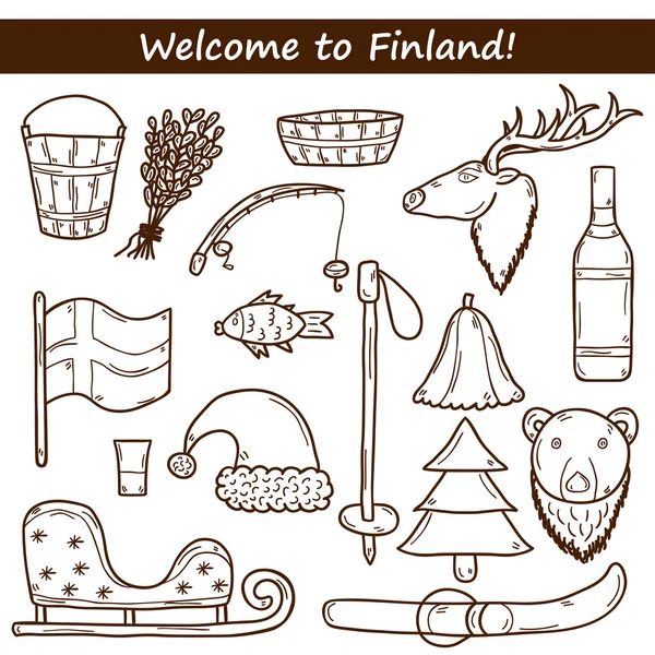 Finland hand getrokken pictogrammen — Stockvector