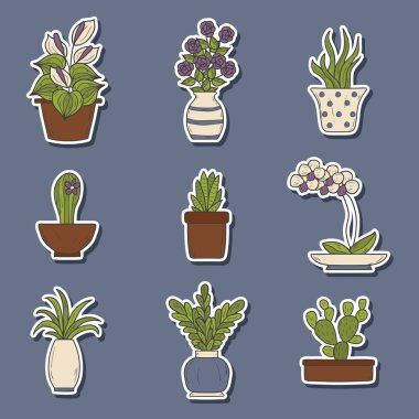 Houseplants çıkartmaları karikatür