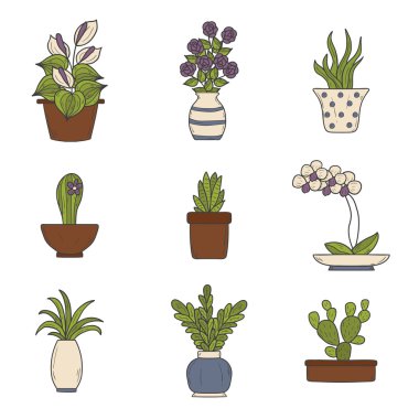 Simgeler houseplants karikatür