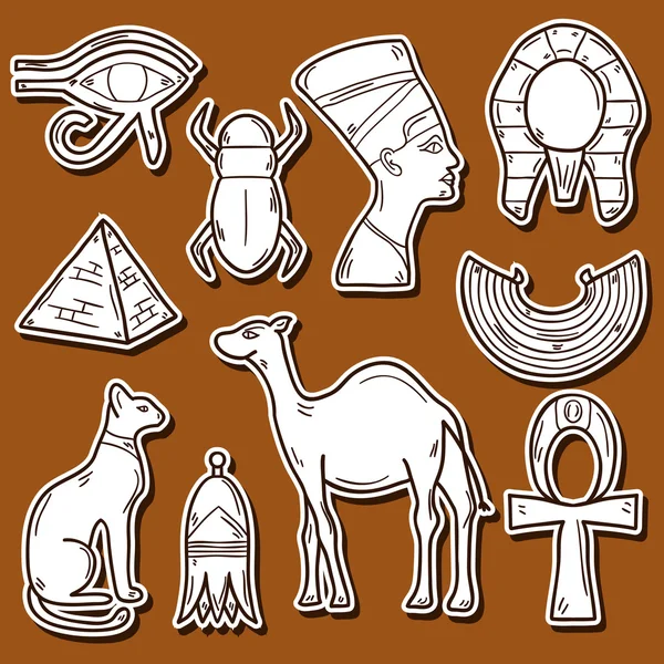 手描きエジプト ステッカー — ストックベクタ