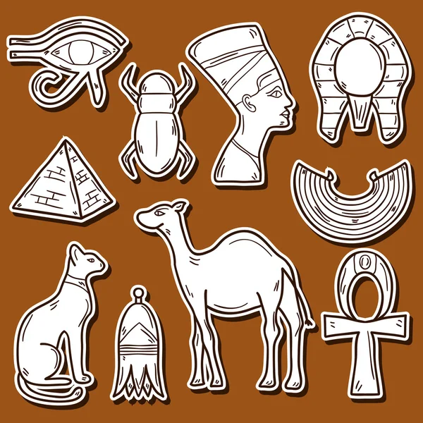 Pegatinas Egipto dibujado a mano — Vector de stock