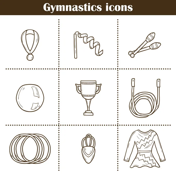 Iconos de gimnasia dibujados a mano — Vector de stock