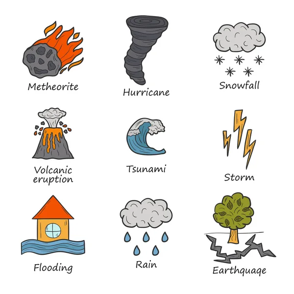 Natural disaster objects — Stock Vector