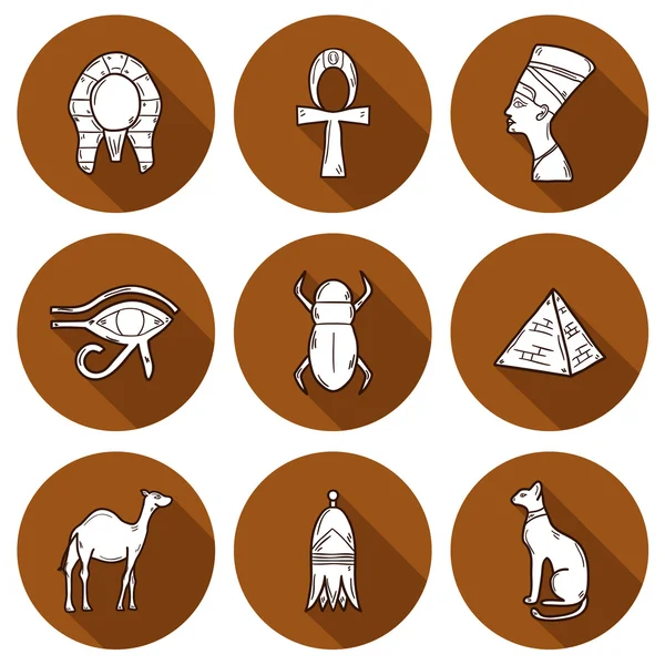 Iconos dibujados a mano Egipto — Vector de stock