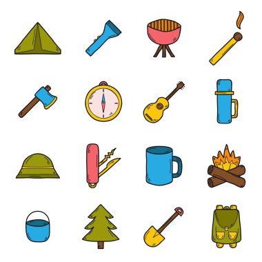 Elle çizilmiş kamp simgeler