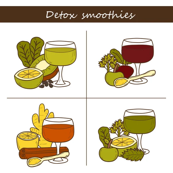 Detox smoothies ingrediënten — Stockvector