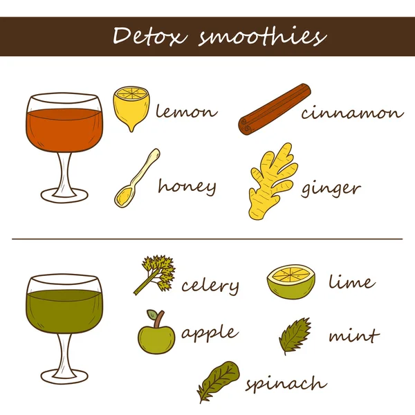 Bahan smoothie detox - Stok Vektor