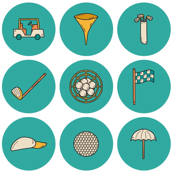 Hand drawn golf icons — Stock Vector