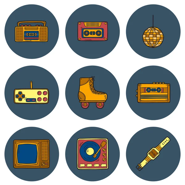 Hand drawn retro icons — Stock Vector