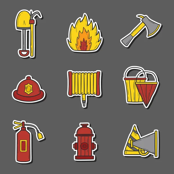 Objetos de bombeiro desenhados à mão —  Vetores de Stock