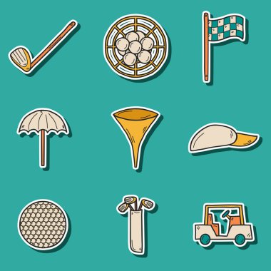 Elle çizilmiş golf çıkartmaları