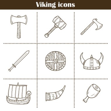 Viking cartoon icons clipart