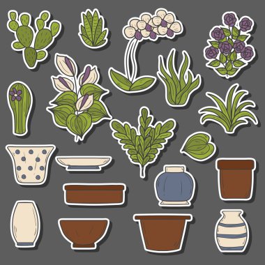 Houseplants çıkartmaları karikatür