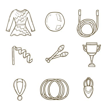 Elle çizilmiş jimnastik simgeler