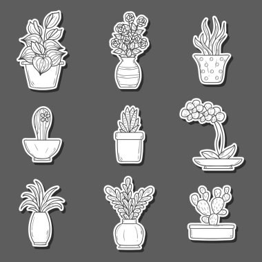 Houseplants çıkartmaları karikatür