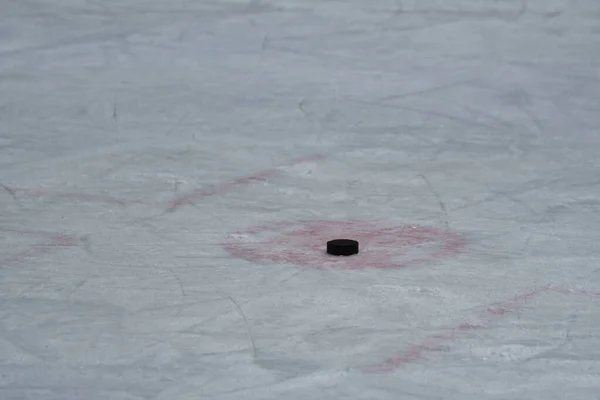 Rondelle Hockey Sur Glace Avant Entraînement — Photo