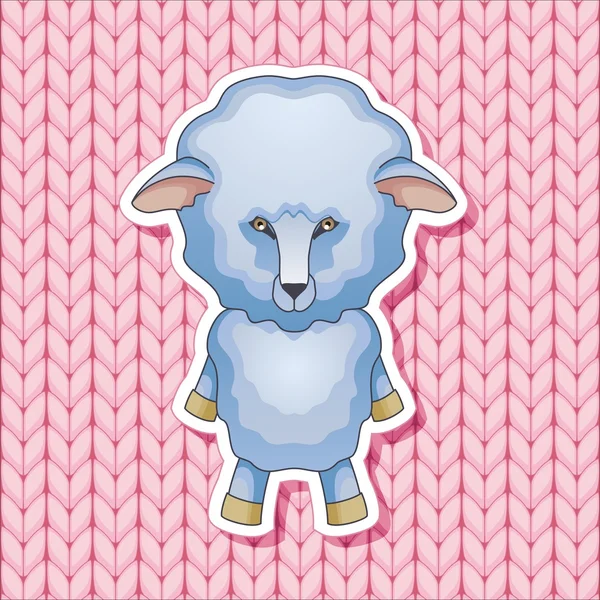 Lamb on a pink knitted background — Stock Vector