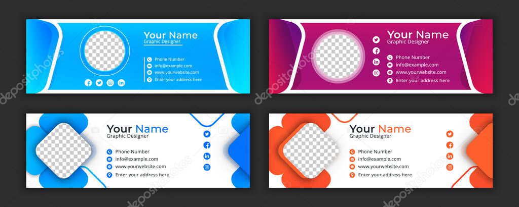 Professional Email Signature Template Emails Author Visit Cards User Interface Design Template Modern Vector Template Design