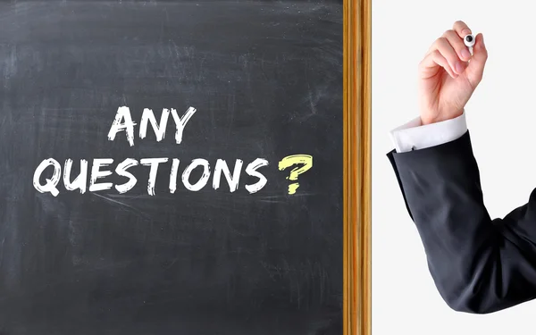 Any questions text on blackboard — Stock Photo, Image