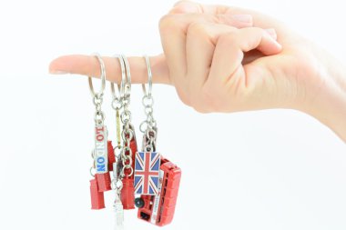 farklı kırmızı Londra breloques kümesi 