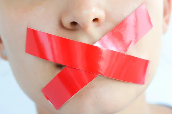 Sticky tape over mouth — Stock Photo, Image