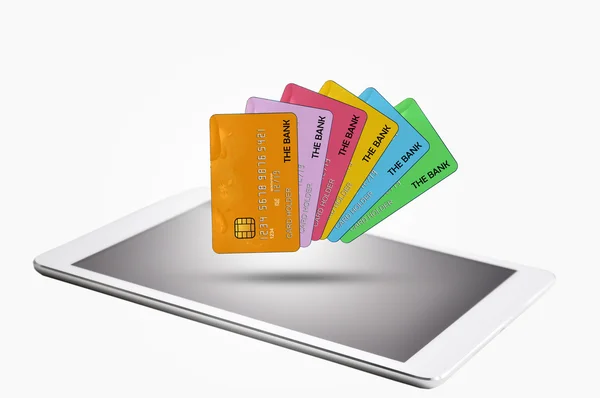 Credit cards and tablet — Stock Photo, Image