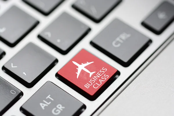 Rote Flugzeugtaste auf der Tastatur — Stockfoto