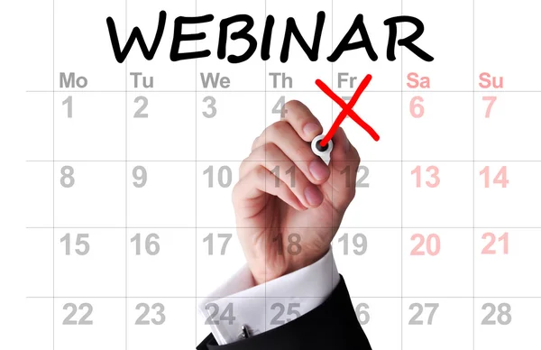 Webinar date on calendar or agenda — Stock Photo, Image