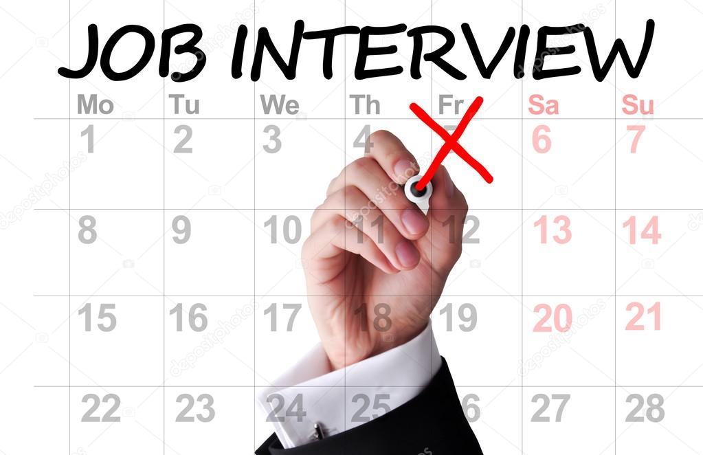 Job interview date highlighted on calendar