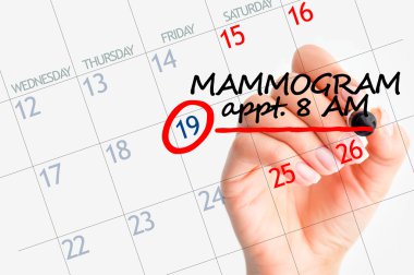 Mammography appointment on calendar clipart